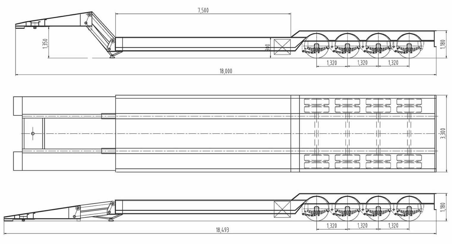 Folding gooseneck trailer drawing